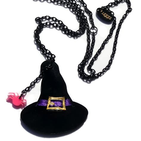 Add a touch of dark elegance with a witch hat necklace
